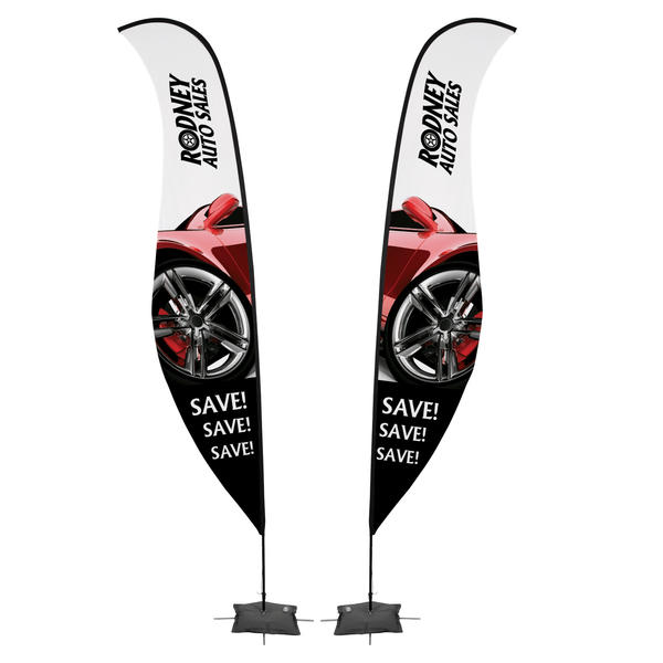 17′ Sabre Sail Sign Kit Double-Sided with Scissor Base
