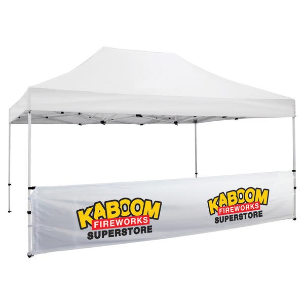 15 Foot Wide Tent Half Wall and Premium Stabilizer Bar Kit – White Only (Full-Color Thermal Imprint)
