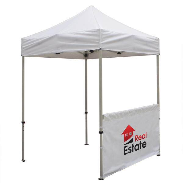 6 Foot Wide Tent Half Wall and Deluxe Stabilizer Bar Kit – White or Black Only (Full-Color Thermal Imprint)