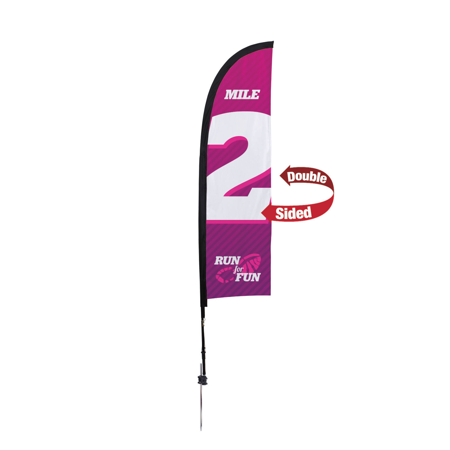 7' Premium Blade Sail Sign, 2-Sided, Ground Spike