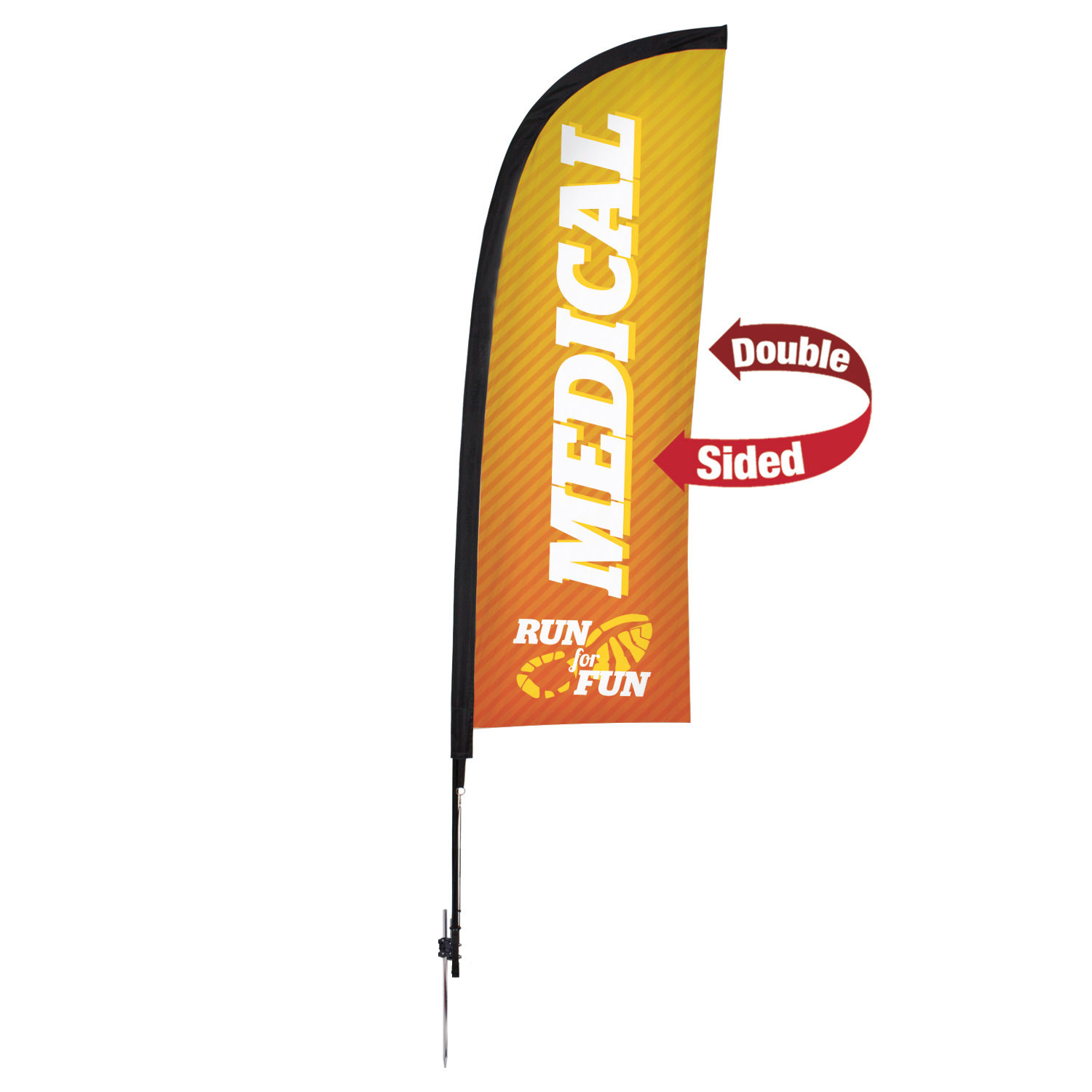 9' Premium Blade Sail Sign, 2-Sided, Ground Spike