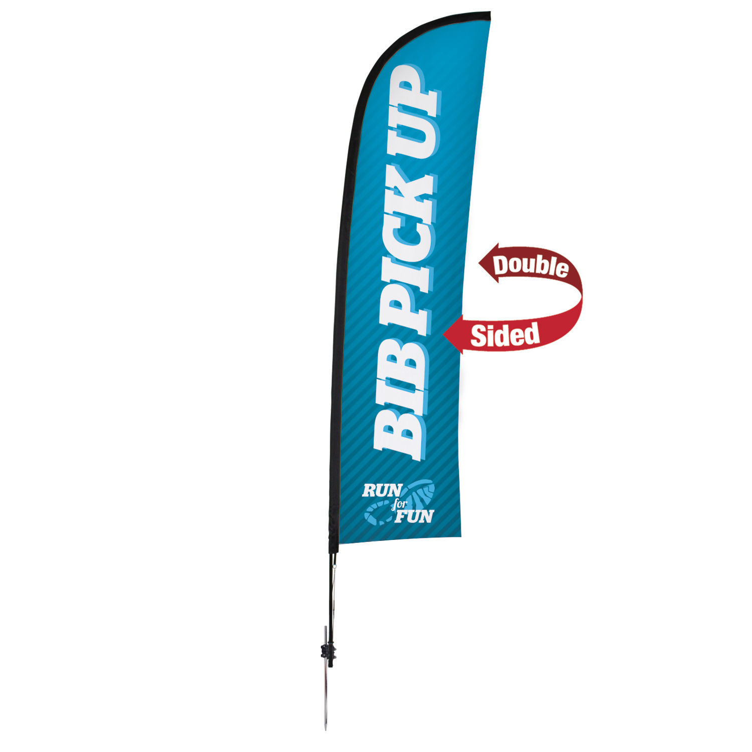 13' Premium Blade Sail Sign, 2-Sided, Ground Spike